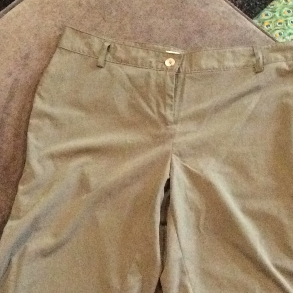 Khaki weather proof sport shorts.
